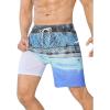image:imageSILKWORLD Men Swim Trunks with Compression Liner 7 Bathing Suits Quick Dry Swimming Shorts with Zipper PocketBlue Grey Leaves