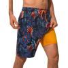 image:imageSILKWORLD Mens Swim Trunks 9 Quick Dry Bathing Suit Beach Shorts with Zipper Pockets  Compression LinerOrange Palm