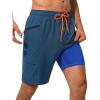 image:imageSILKWORLD Mens Swim Trunks 9 Quick Dry Bathing Suit Beach Shorts with Zipper Pockets  Compression LinerSteel Blue