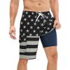 image:imageSILKWORLD Mens Swim Trunks with Compression Liner QuickDry 10 Stretch Beach ShortsGray  Black Stars  Stripes