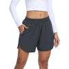 image:imageSILKWORLD Womens Running Shorts Hight Waist 5 Summer Athletic Gym Workout Fashion Short with Liner and Zipper PocketsDark Grey