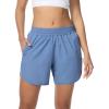 image:imageSILKWORLD Womens Running Shorts Hight Waist 5 Summer Athletic Gym Workout Fashion Short with Liner and Zipper PocketsGrey Blue