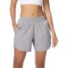 image:imageSILKWORLD Womens Running Shorts Hight Waist 5 Summer Athletic Gym Workout Fashion Short with Liner and Zipper PocketsLight Grey