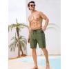 image:imageSILKWORLD Mens Swim Trunks with Compression Liner Quick Dry Bathing Suit 9 Swimming Beach Shorts with Zipper PocketsArmy Green
