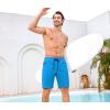 image:imageSILKWORLD Mens Swim Trunks with Compression Liner Quick Dry Bathing Suit 9 Swimming Beach Shorts with Zipper PocketsLake Blue