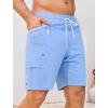 image:imageSILKWORLD Mens Swim Trunks with Compression Liner Quick Dry Bathing Suit 9 Swimming Beach Shorts with Zipper PocketsLight Blue