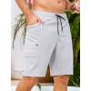 image:imageSILKWORLD Mens Swim Trunks with Compression Liner Quick Dry Bathing Suit 9 Swimming Beach Shorts with Zipper PocketsLight Grey