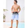 image:imageSILKWORLD Mens Swim Trunks with Compression Liner Quick Dry Bathing Suit 9 Swimming Beach Shorts with Zipper PocketsP3black  Haze Blue Stripe