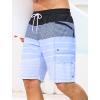image:imageSILKWORLD Mens Swim Trunks with Compression Liner Quick Dry Bathing Suit 9 Swimming Beach Shorts with Zipper PocketsP3black  Haze Blue Stripe