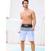 image:imageSILKWORLD Mens Swim Trunks with Compression Liner Quick Dry Bathing Suit 9 Swimming Beach Shorts with Zipper PocketsP3black  Haze Blue Stripe