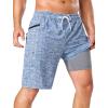 image:imageSILKWORLD Mens Swim Trunks with Compression Liner Quick Dry Bathing Suit 9 Swimming Beach Shorts with Zipper PocketsP1grey Coil