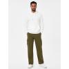 image:imageSILKWORLD Mens Cargo Sweatpants Casual Joggers Open Bottom Sweat Pant Baggy Cotton Athletic Pants with Zipper Pockets Olive Green Large