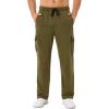 image:imageSILKWORLD Mens Cargo Sweatpants Casual Joggers Open Bottom Sweat Pant Baggy Cotton Athletic Pants with Zipper Pockets Olive Green Large