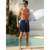 image:imageSILKWORLD Swim Trunks Men 7 Inch Bathing Suits Zipper Pockets Swimming Shorts for Vacation Pool Beach Surfing CasualA01 Navy  Coconut Palm