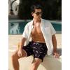 image:imageSILKWORLD Swim Trunks Men 7 Inch Bathing Suits Zipper Pockets Swimming Shorts for Vacation Pool Beach Surfing CasualBlack Pink Shark