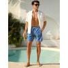 image:imageSILKWORLD Swim Trunks Men 7 Inch Bathing Suits Zipper Pockets Swimming Shorts for Vacation Pool Beach Surfing CasualGrey Blue Colorful Pineapple