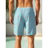 image:imageSILKWORLD Swim Trunks Men 7 Inch Bathing Suits Zipper Pockets Swimming Shorts for Vacation Pool Beach Surfing CasualLight Lake Blue  Coconut Plam