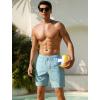 image:imageSILKWORLD Swim Trunks Men 7 Inch Bathing Suits Zipper Pockets Swimming Shorts for Vacation Pool Beach Surfing CasualLight Lake Blue  Coconut Plam