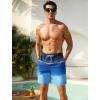 image:imageSILKWORLD Swim Trunks Men 7 Inch Bathing Suits Zipper Pockets Swimming Shorts for Vacation Pool Beach Surfing CasualStripes Navy Blue