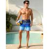 image:imageSILKWORLD Swim Trunks Men 7 Inch Bathing Suits Zipper Pockets Swimming Shorts for Vacation Pool Beach Surfing CasualStripes Navy Blue