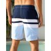 image:imageSILKWORLD Swim Trunks Men 7 Inch Bathing Suits Zipper Pockets Swimming Shorts for Vacation Pool Beach Surfing CasualStripes Navy White Blue