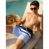 image:imageSILKWORLD Swim Trunks Men 7 Inch Bathing Suits Zipper Pockets Swimming Shorts for Vacation Pool Beach Surfing CasualStripes Navy White Blue