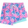 image:imageSILKWORLD Boys Swim Trunks with Compression Liner Quick Dry Bathing Suits Kids Beach Swimming Shorts 516 YearsPink Turtle