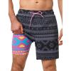 image:imageSILKWORLD Swim Trunks Men 7 Inch Bathing Suits Zipper Pockets Swimming Shorts for Vacation Pool Beach Surfing CasualBlack Totem