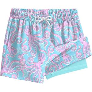 image:imageSILKWORLD Boys Swim Trunks with Compression Liner Quick Dry Bathing Suits Kids Beach Swimming Shorts 516 YearsBlue Octopus