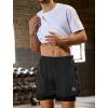 image:imageSILKWORLD Mens Running Stretch Shorts 2 in 1 Gym Workout Shorts Quick Dry Stretch Athletic Shorts with PocketsBlack