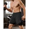 image:imageSILKWORLD Mens Running Stretch Shorts 2 in 1 Gym Workout Shorts Quick Dry Stretch Athletic Shorts with PocketsBlack