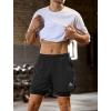 image:imageSILKWORLD Mens Running Stretch Shorts 2 in 1 Gym Workout Shorts Quick Dry Stretch Athletic Shorts with PocketsBlack