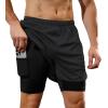 image:imageSILKWORLD Mens Running Stretch Shorts 2 in 1 Gym Workout Shorts Quick Dry Stretch Athletic Shorts with PocketsBlackdark Gray