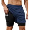 image:imageSILKWORLD Mens Running Stretch Shorts 2 in 1 Gym Workout Shorts Quick Dry Stretch Athletic Shorts with PocketsBlacknavy
