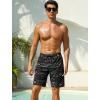 image:imageSILKWORLD Mens Swim Trunks 9 inch Quick Dry Bathing Suit with Mesh Liner Long Swimming Beach Shorts with Zipper PocketsBlackgray Pattern