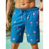 image:imageSILKWORLD Mens Swim Trunks 9 inch Quick Dry Bathing Suit with Mesh Liner Long Swimming Beach Shorts with Zipper PocketsLake Bluepink Flamingo
