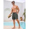 image:imageSILKWORLD Mens Swim Trunks Quick Dry Compression Liner Shorts 7 Inch Bathing Suit 2 in 1 Swimwear with Cargo PocketsArmy Green