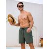 image:imageSILKWORLD Mens Swim Trunks Quick Dry Compression Liner Shorts 7 Inch Bathing Suit 2 in 1 Swimwear with Cargo PocketsArmy Green