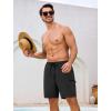 image:imageSILKWORLD Mens Swim Trunks Quick Dry Compression Liner Shorts 7 Inch Bathing Suit 2 in 1 Swimwear with Cargo PocketsBlack