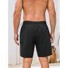 image:imageSILKWORLD Mens Swim Trunks Quick Dry Compression Liner Shorts 7 Inch Bathing Suit 2 in 1 Swimwear with Cargo PocketsBlack