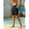 image:imageSILKWORLD Mens Swim Trunks Quick Dry Compression Liner Shorts 7 Inch Bathing Suit 2 in 1 Swimwear with Cargo PocketsBlack Coconut Trees