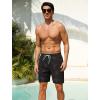 image:imageSILKWORLD Mens Swim Trunks Quick Dry Compression Liner Shorts 7 Inch Bathing Suit 2 in 1 Swimwear with Cargo PocketsBlack Coconut Trees