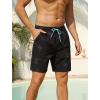 image:imageSILKWORLD Mens Swim Trunks Quick Dry Compression Liner Shorts 7 Inch Bathing Suit 2 in 1 Swimwear with Cargo PocketsBlack Coconut Trees