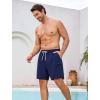 image:imageSILKWORLD Mens Swim Trunks Quick Dry Compression Liner Shorts 7 Inch Bathing Suit 2 in 1 Swimwear with Cargo PocketsClassic Navy Blue