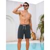 image:imageSILKWORLD Mens Swim Trunks Quick Dry Compression Liner Shorts 7 Inch Bathing Suit 2 in 1 Swimwear with Cargo PocketsDark Gray