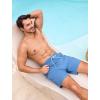 image:imageSILKWORLD Mens Swim Trunks Quick Dry Compression Liner Shorts 7 Inch Bathing Suit 2 in 1 Swimwear with Cargo PocketsHaze Blue