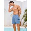 image:imageSILKWORLD Mens Swim Trunks Quick Dry Compression Liner Shorts 7 Inch Bathing Suit 2 in 1 Swimwear with Cargo PocketsHaze Blue