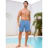 image:imageSILKWORLD Mens Swim Trunks Quick Dry Compression Liner Shorts 7 Inch Bathing Suit 2 in 1 Swimwear with Cargo PocketsHaze Blue