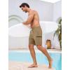 image:imageSILKWORLD Mens Swim Trunks Quick Dry Compression Liner Shorts 7 Inch Bathing Suit 2 in 1 Swimwear with Cargo PocketsKhaki