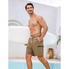 image:imageSILKWORLD Mens Swim Trunks Quick Dry Compression Liner Shorts 7 Inch Bathing Suit 2 in 1 Swimwear with Cargo PocketsKhaki